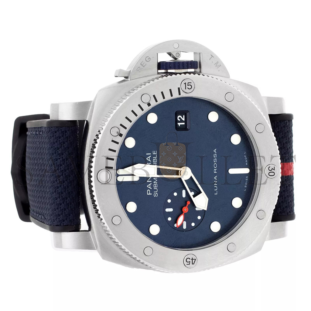 PANERAI SUBMERSIBLE LUNA ROSSA STAINLESS STEEL BLUE DIAL 44MM WATCH PAM01391